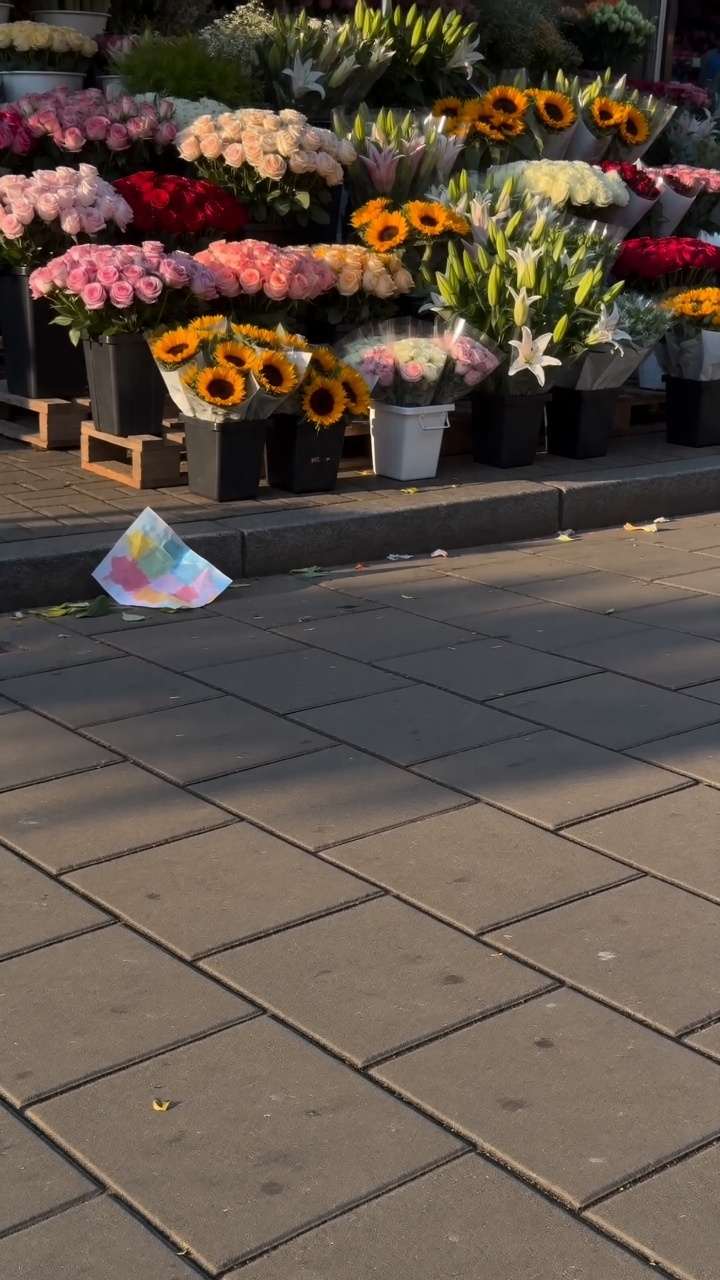 穿过花市的自行车